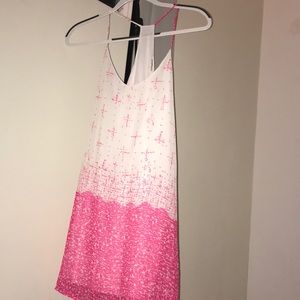 Pink and white flowy day dress